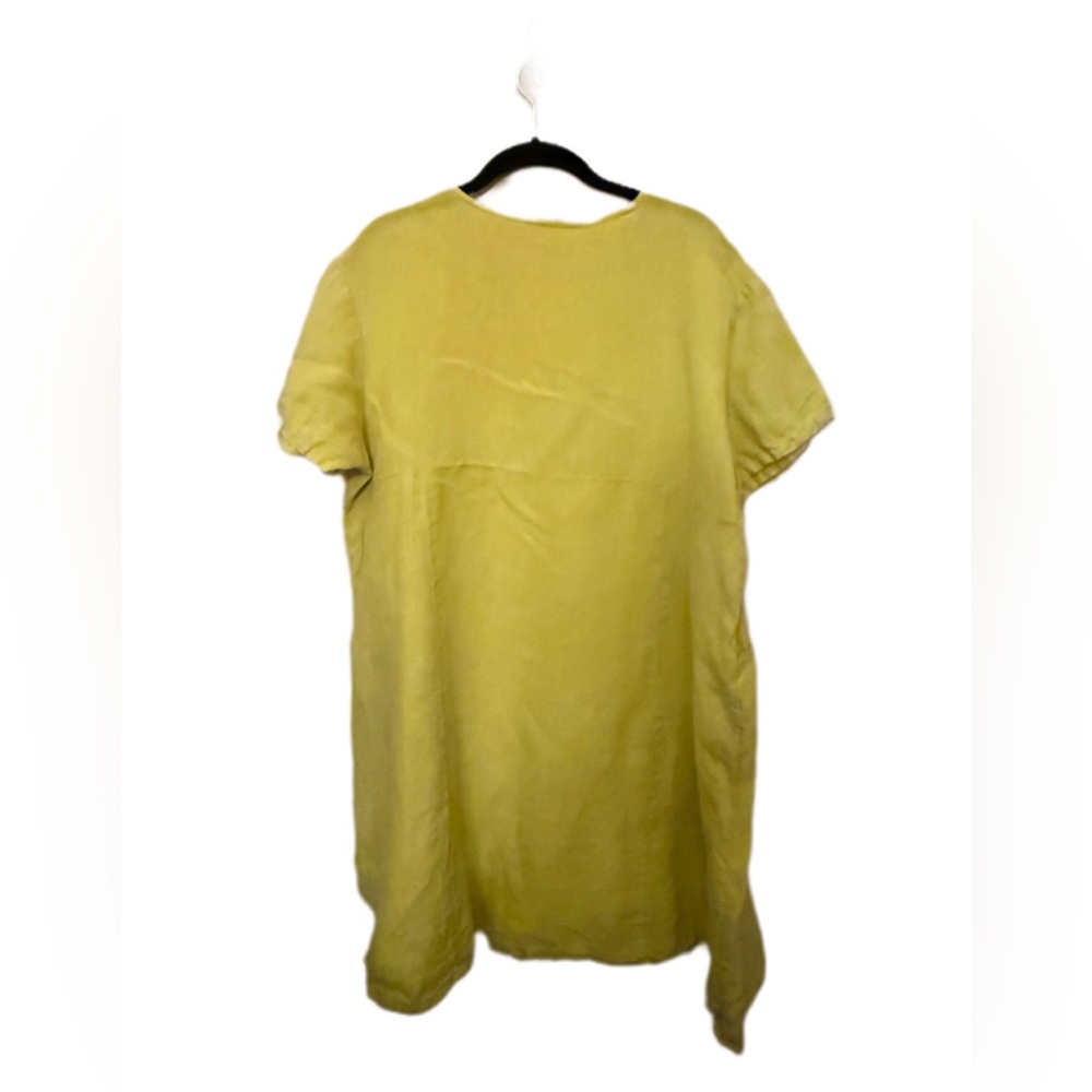 bryn Walker Linen Dress in Chartreuse Yellow-Green - Picture 3 of 7
